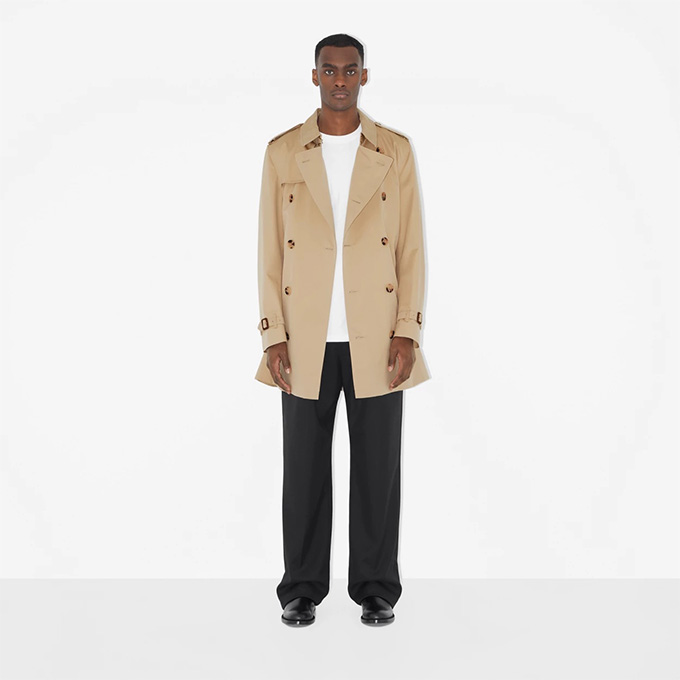 burberry kensington heritage short gabardine trench coat